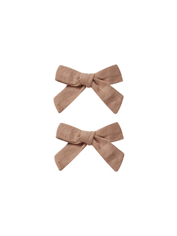 Linen Bow with Clip Set - Clay