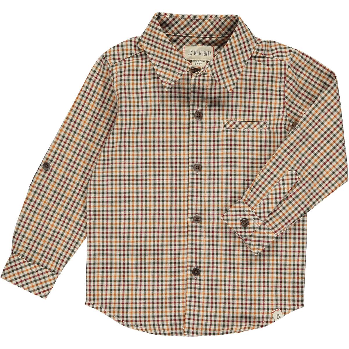 Woven Shirt | Navy Gold Plaid