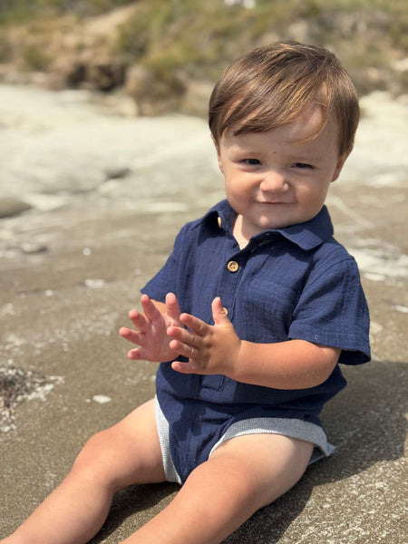 Helford Woven Onesie (Navy)