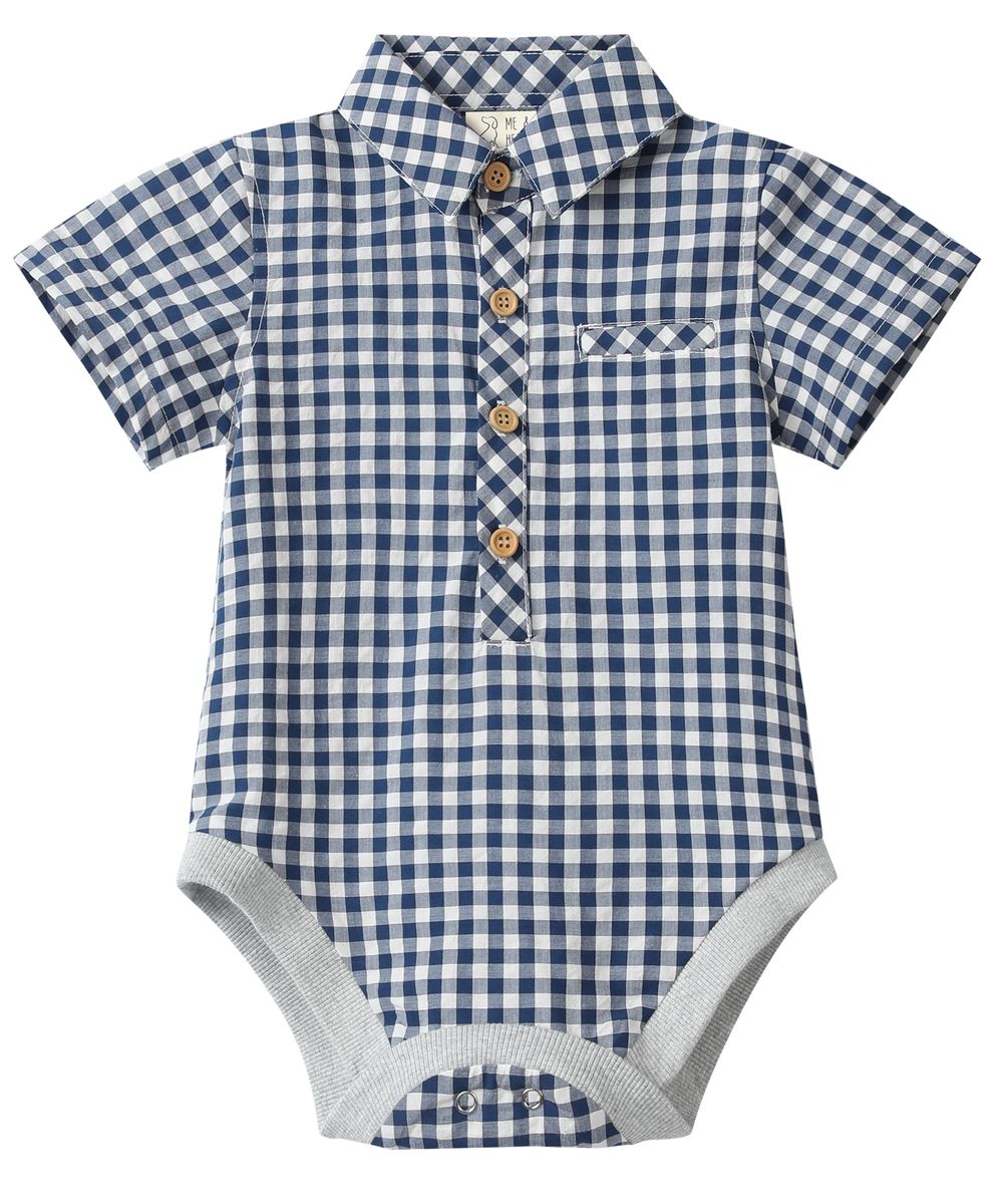 Helford Woven Onesie (Navy/White plaid)