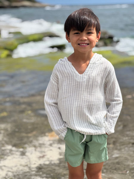 St. Ives Gauze Hooded Top (White Stripe)