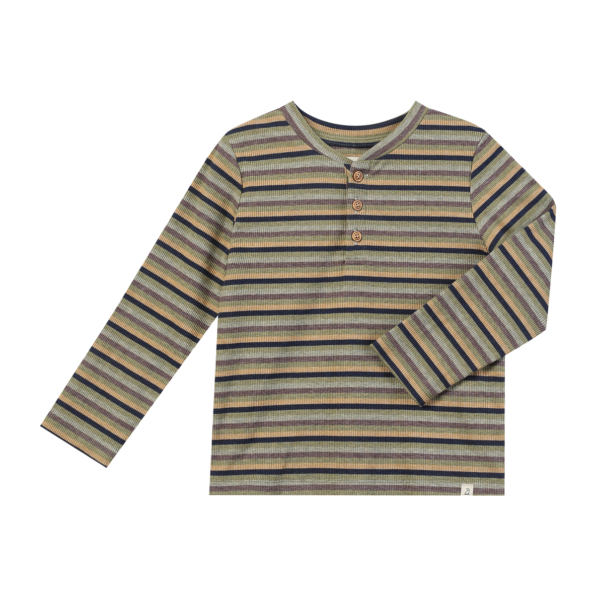 Adams Ribbed Green Multi Stripe Henley
