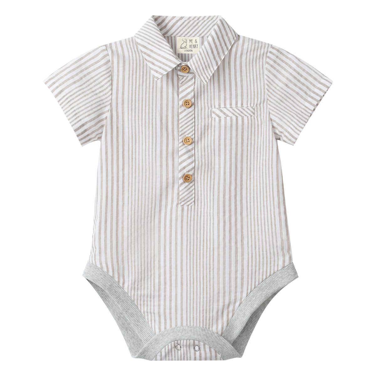 Helford Woven Onesie (Cream/white Stripe)