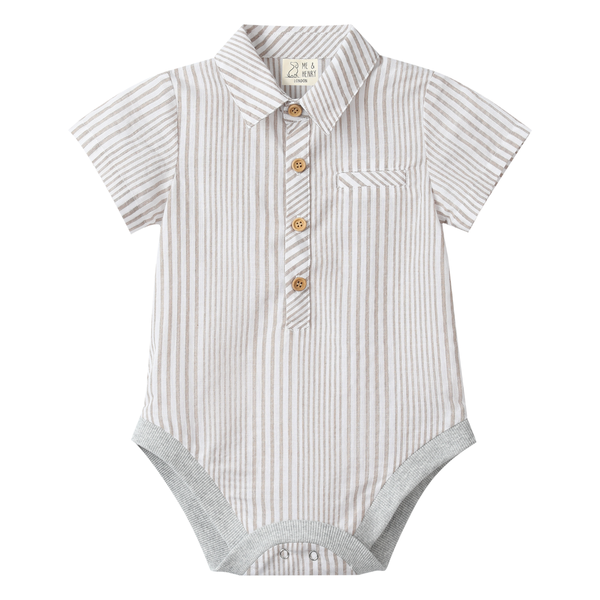 Helford Woven Onesie (Cream/white Stripe)