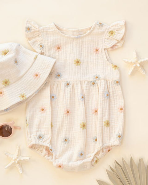 Amelia Romper Embroidered Daises