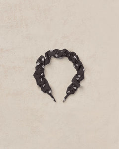 Gathered Headband | Black & Ivory Dot