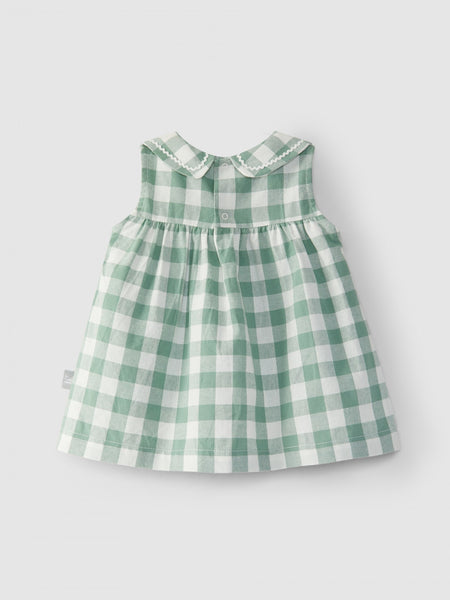 Mint Green Plaid Embroidered Dress