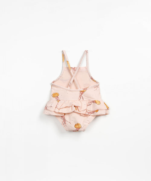 Organic Cottom Frill Swimsuit - Pink Jellyfish