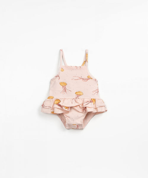 Organic Cottom Frill Swimsuit - Pink Jellyfish