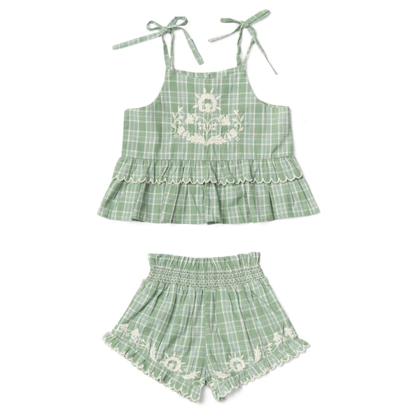 Blossom Set - Garden Plaid with Embroidery