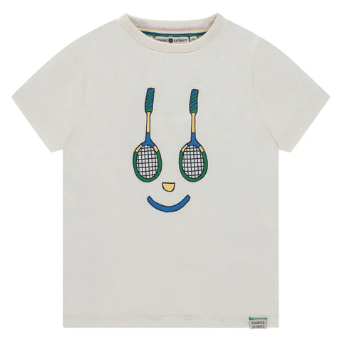 Boys Tee - White Tennis Smiley