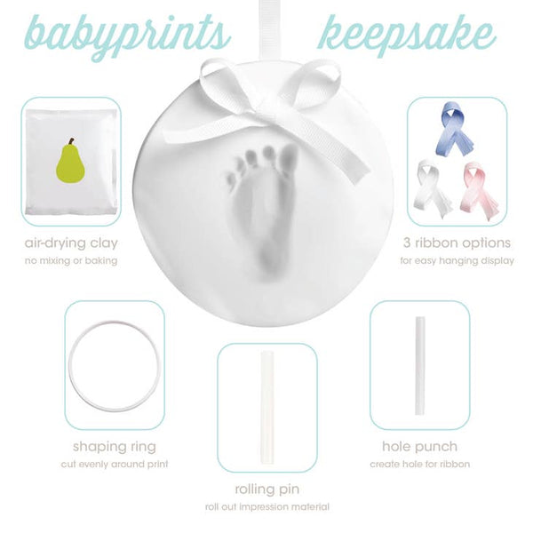 Babyprints Keepsake Hanging Ornament - White