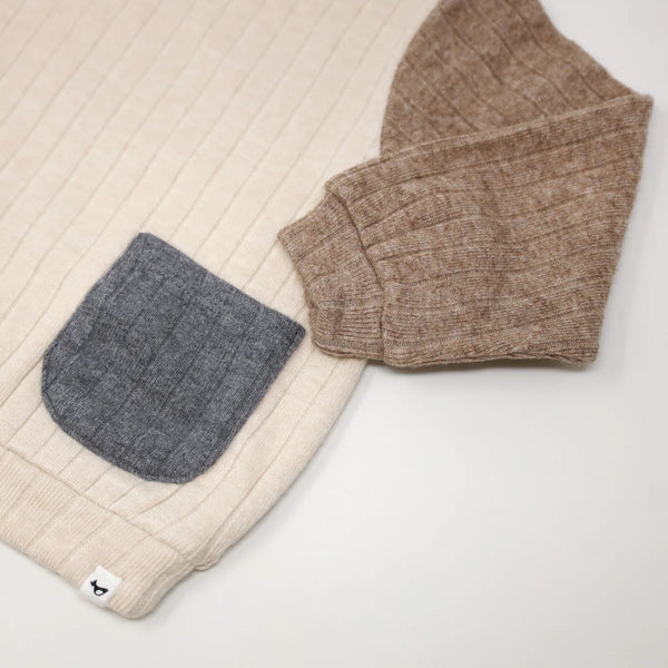 Wide Rib Sweater Knit Boxy - Vanilla, Mushroom, Charcoal Combo
