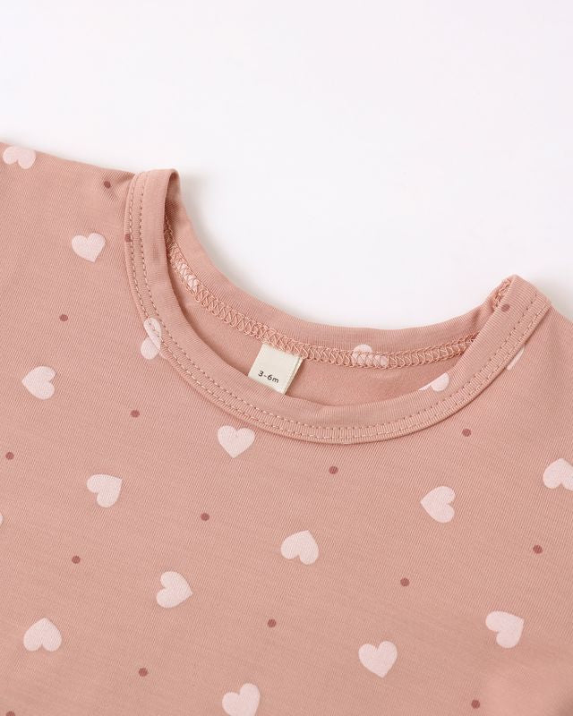 Bamboo Pajama Set (Pink Hearts)