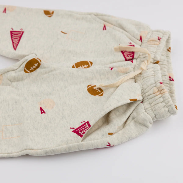 Football Print Pocket Jogger - Oatmeal Heather