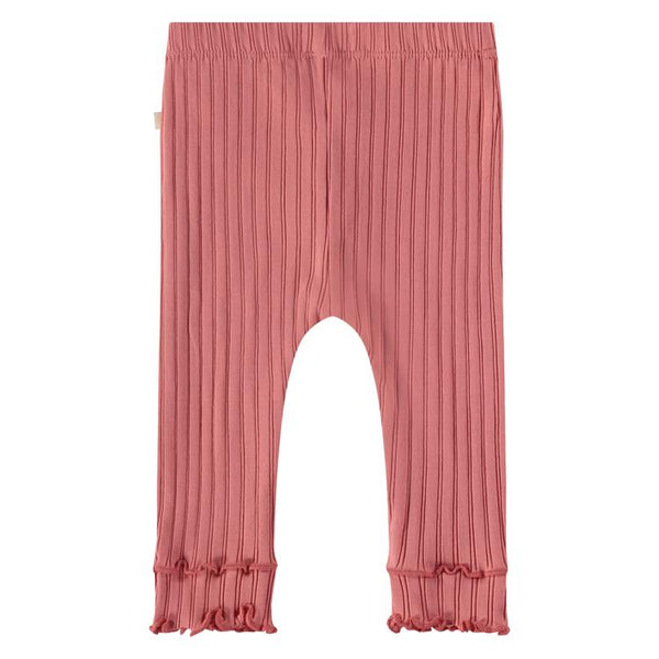 Baby Girls Ribbed Ruffle Legging - Candy Pink