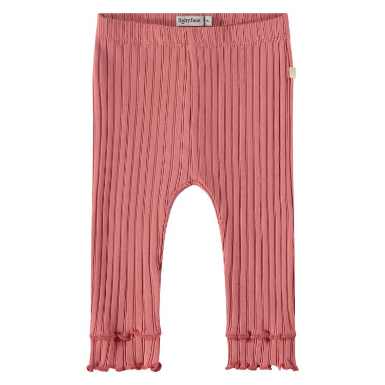 Baby Girls Ribbed Ruffle Legging - Candy Pink