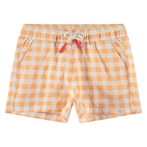 Baby Girls Play Short - Orange Gingham