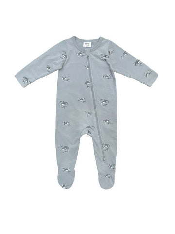 Footed Zip Romper - Orca