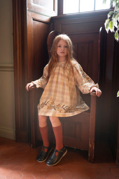 Tulip Dress - Harvest Plaid with Embroidery *ONE LEFT - 4y*