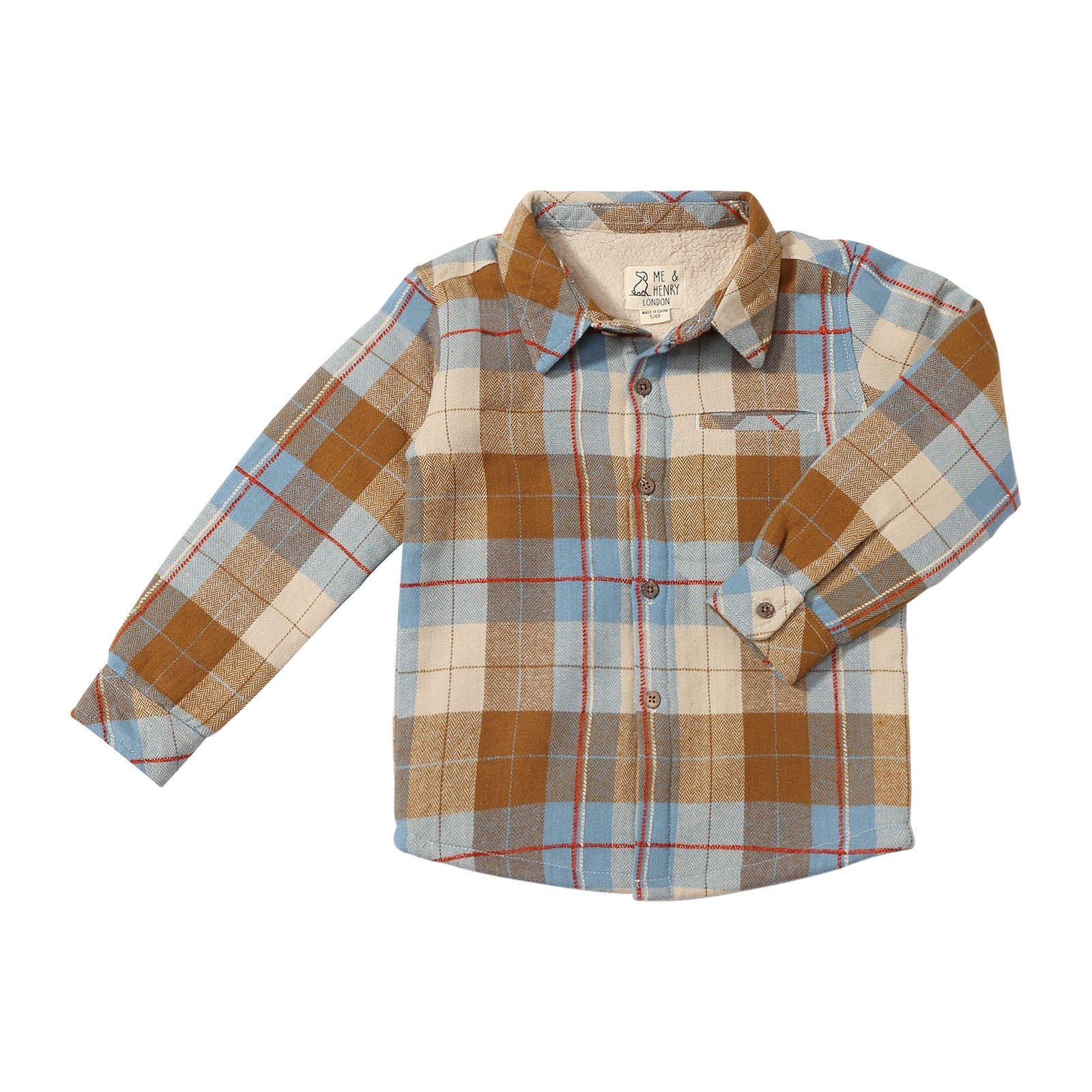 Sherpa Lined Shirt | Beige/Brown Plaid