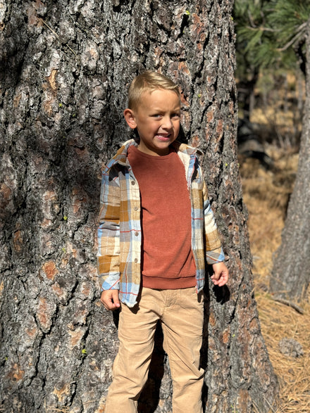 Sherpa Lined Shirt | Beige/Brown Plaid