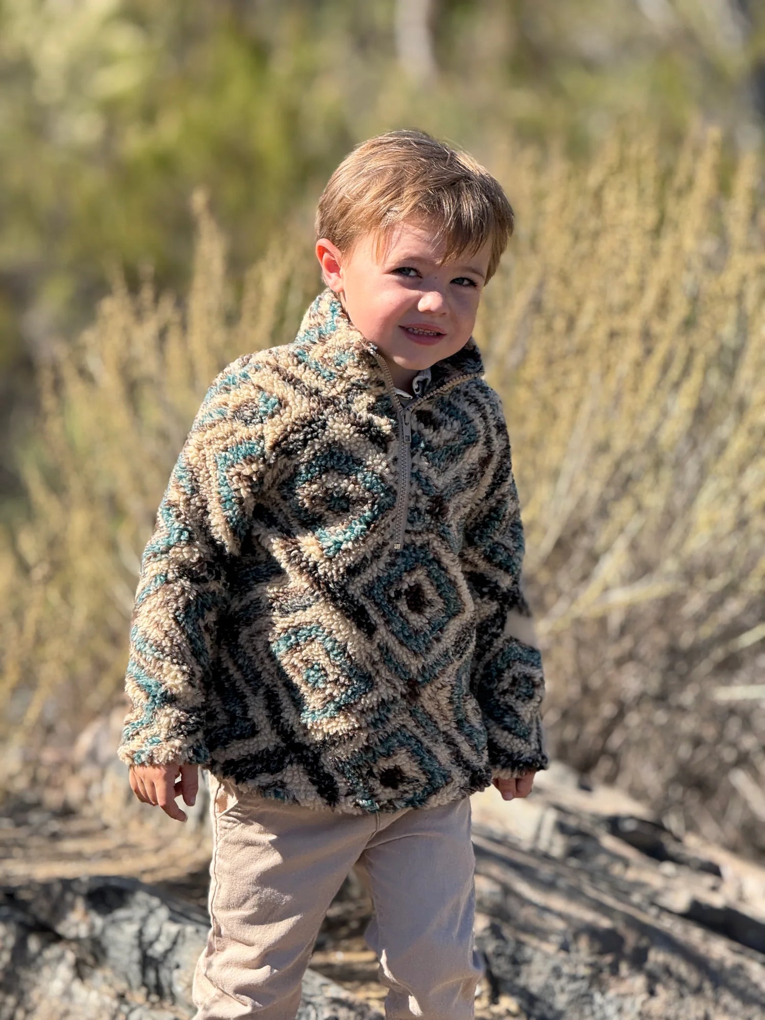 Macchu Sherpa - Brown/Teal Multi Stripe