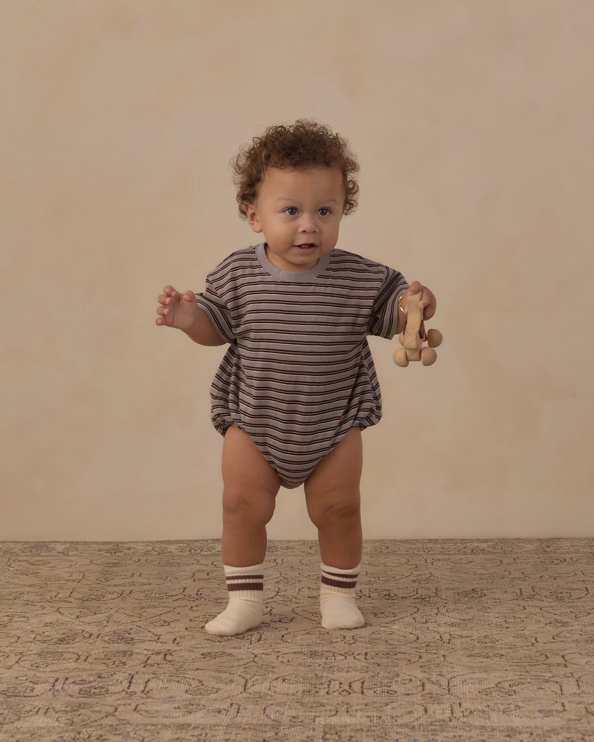 Relaxed Bubble Romper - Vintage Stripe