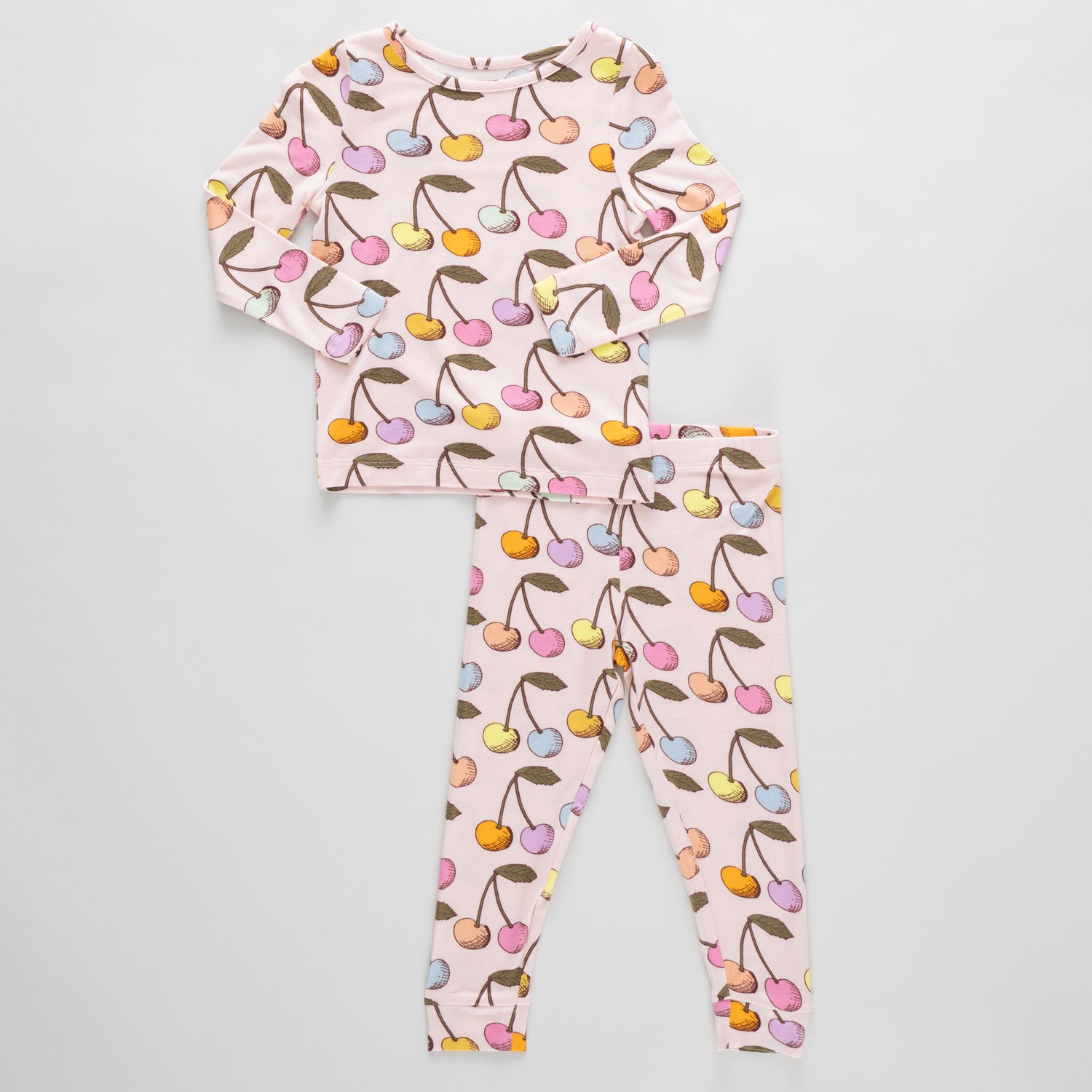 Kids Bamboo Pajama Set (Cloud Pink Cherry)