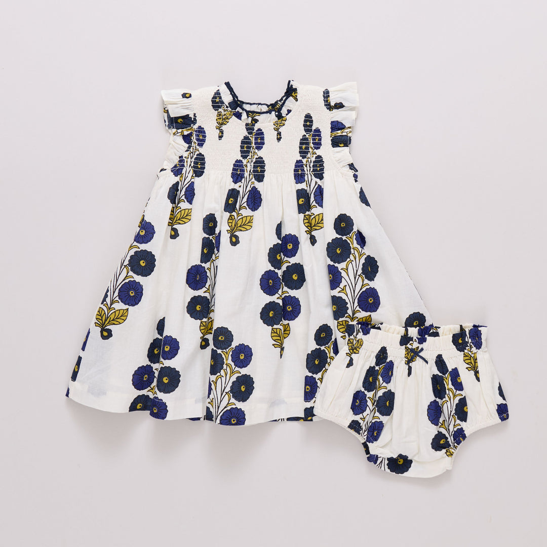 Baby Girls Stevie Dress (Navy Buttercup Floral)