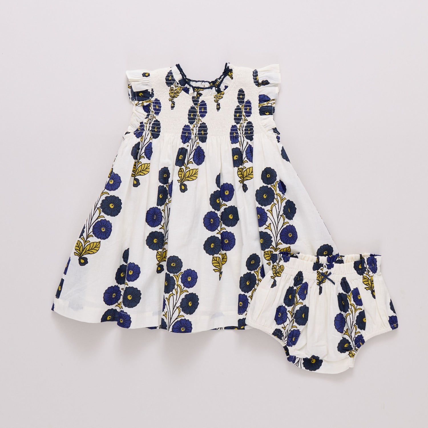 Baby Girls Stevie Dress (Navy Buttercup Floral)