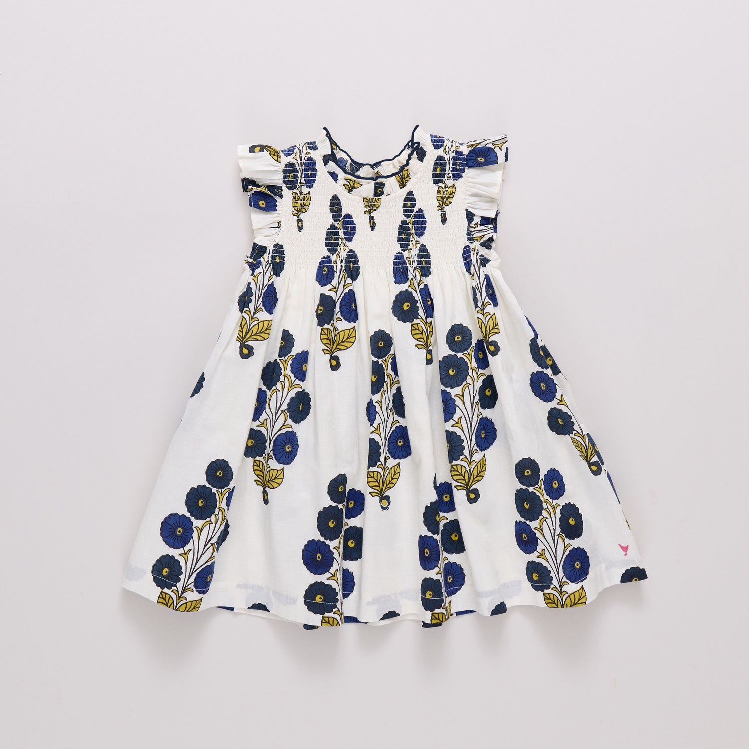 Girls Stevie Dress (Navy Buttercup Floral)