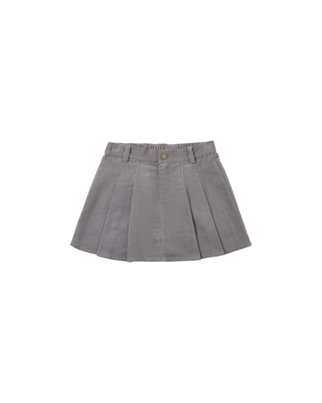 Pleated Denim Skirt - Slate