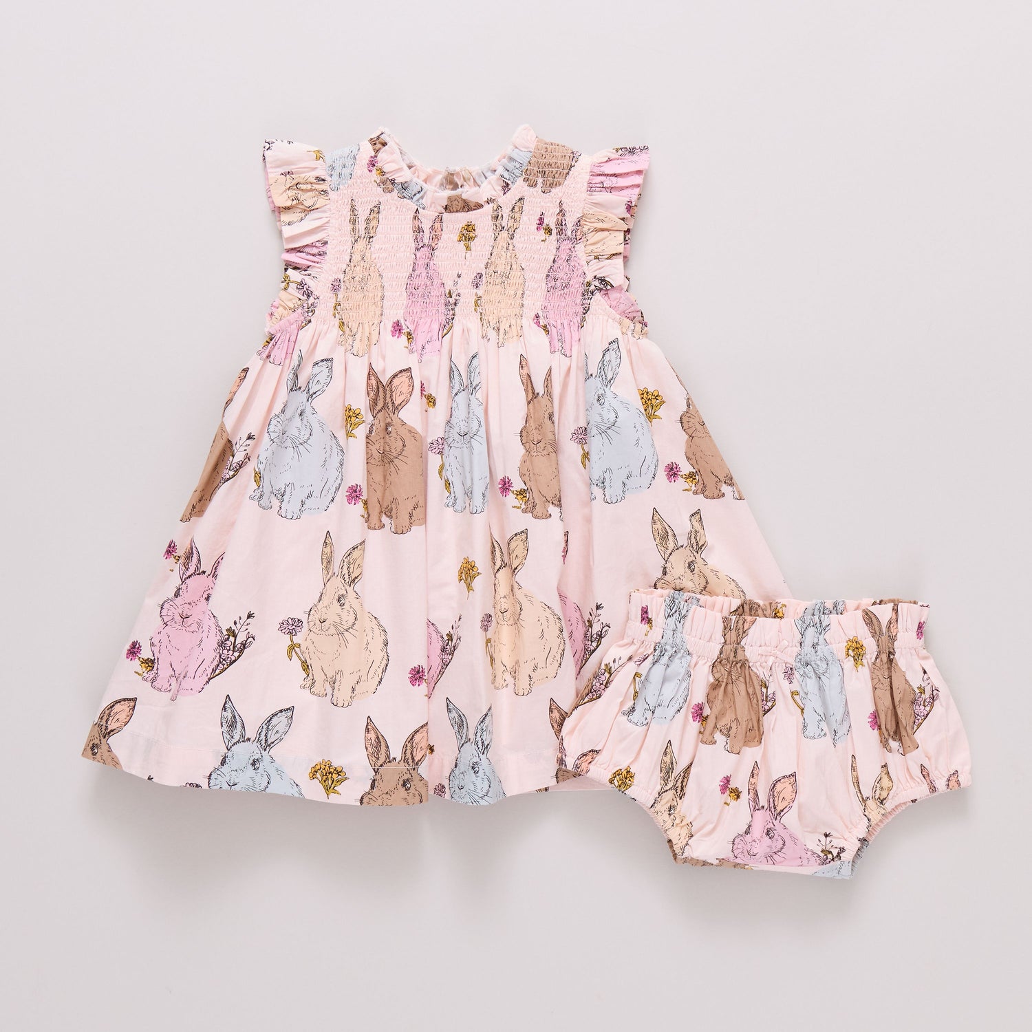 Baby Girls Stevie Dress (Pink Vintage Bunnies)