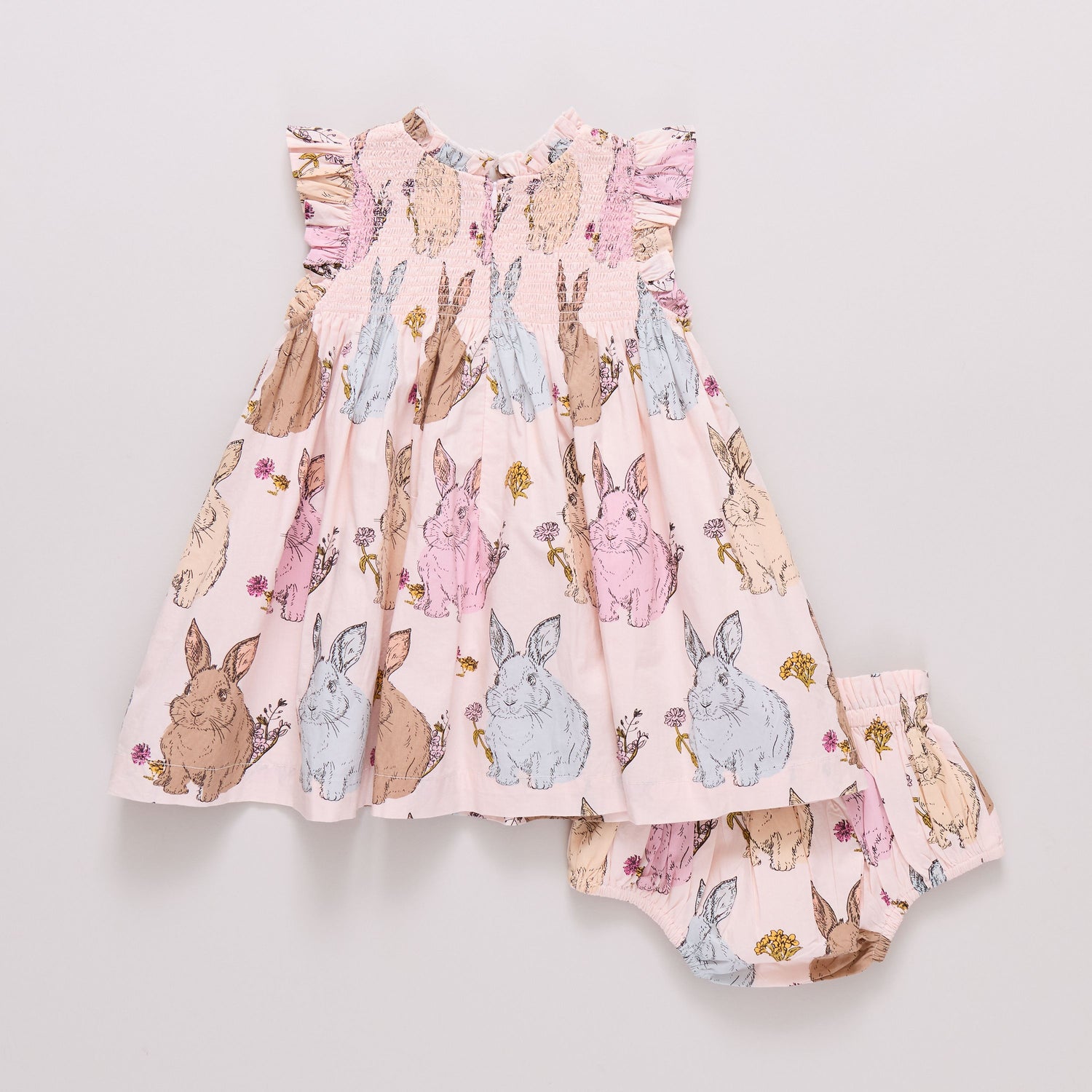Baby Girls Stevie Dress (Pink Vintage Bunnies)