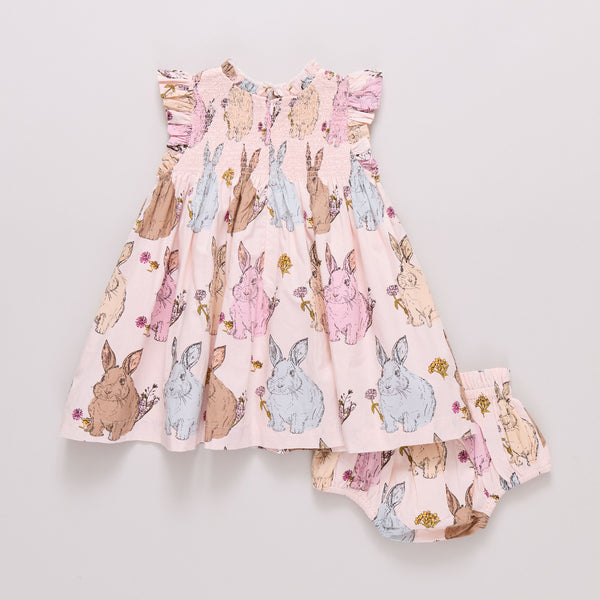 Baby Girls Stevie Dress (Pink Vintage Bunnies)