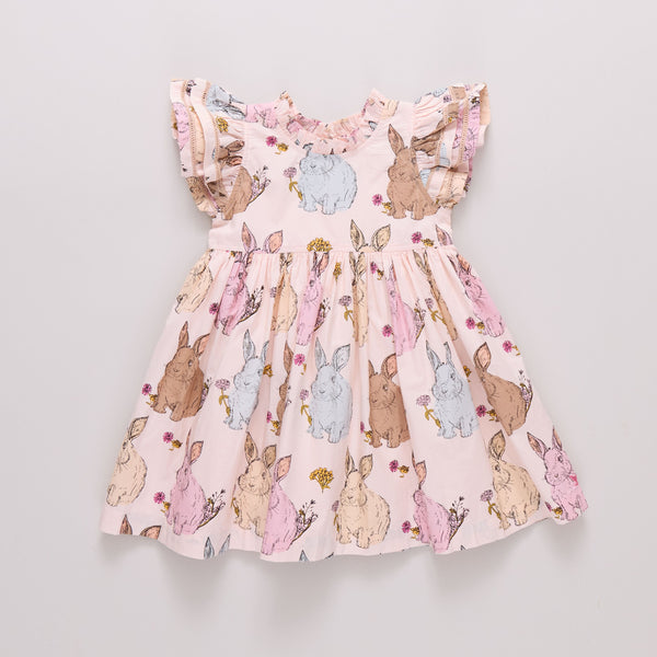 Girls Jennifer Double Ruffle (Pink Vintage Bunnies)