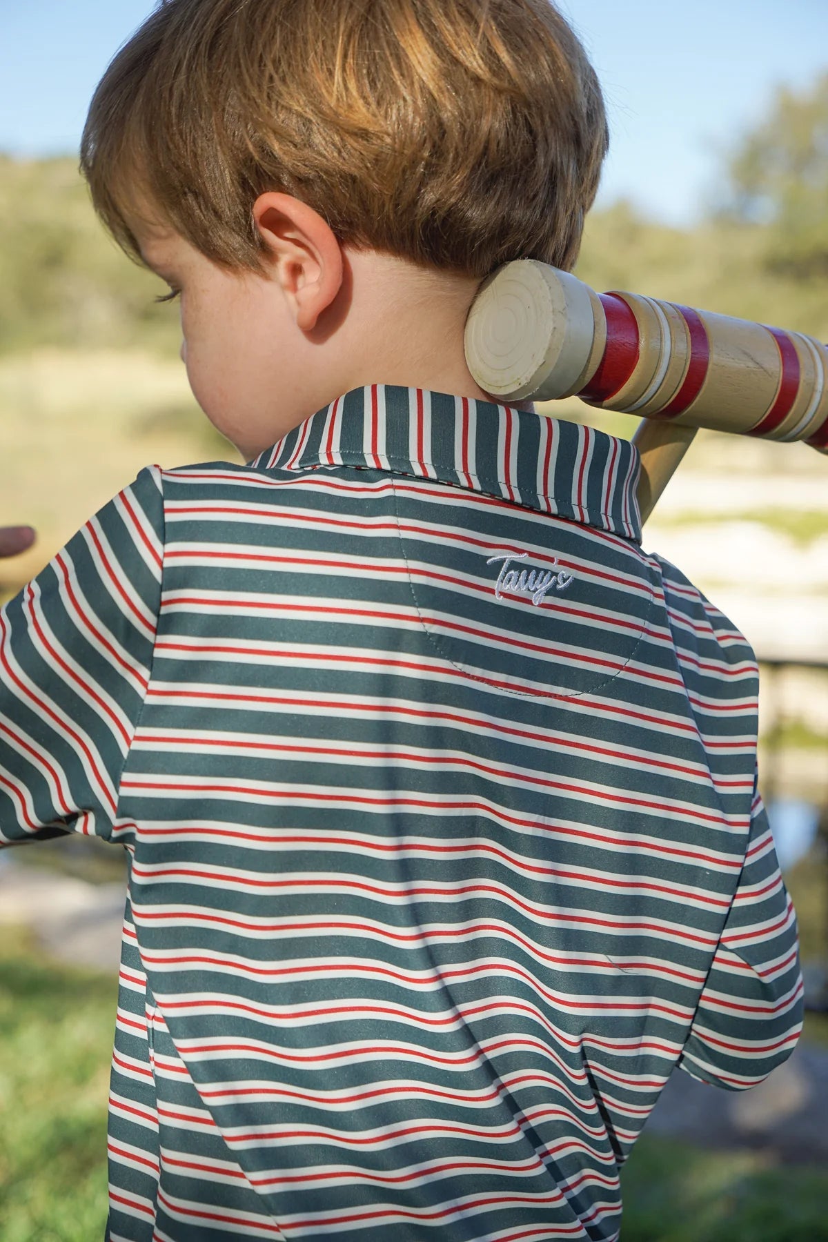 Performance Polo - Long Sleeve - Christmas Stripe