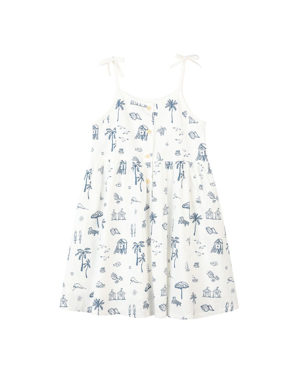 Marina Dress (Navy Beach Scene)
