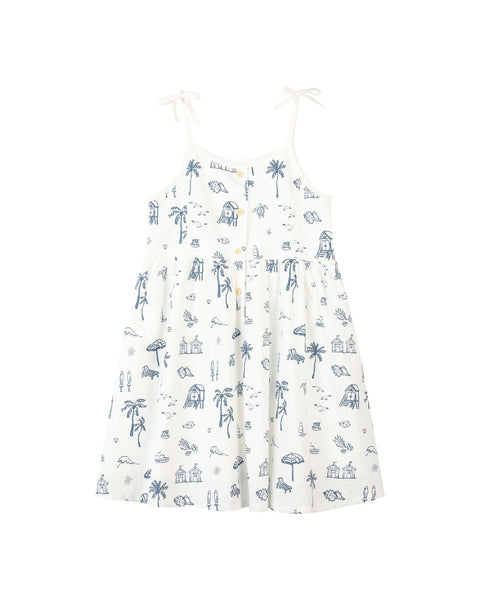 Marina Dress (Navy Beach Scene)