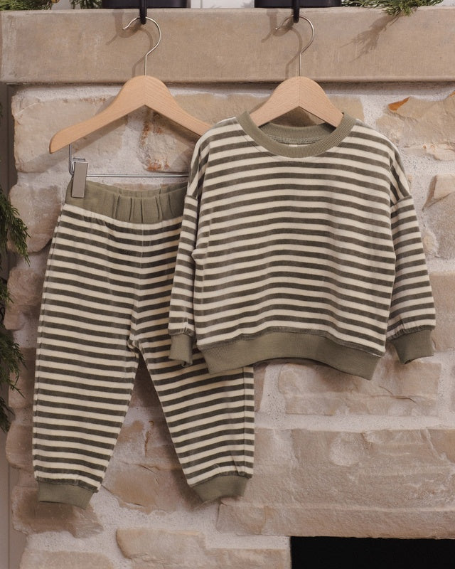 Velour Relaxed Sweatpant - Spruce Stripe