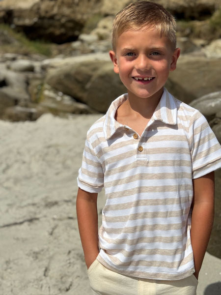 Shipping Polo (Beige/white stripe)