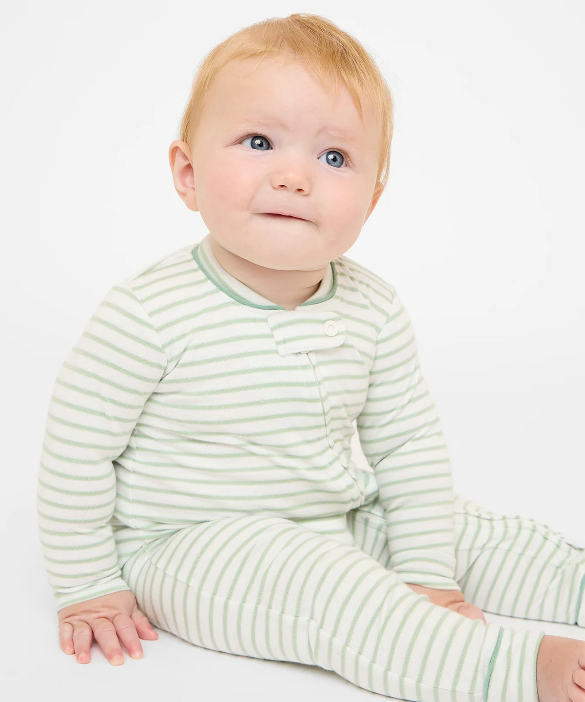 Ziggy Zip Romper (Dusty Seafoam Mini Stripe)