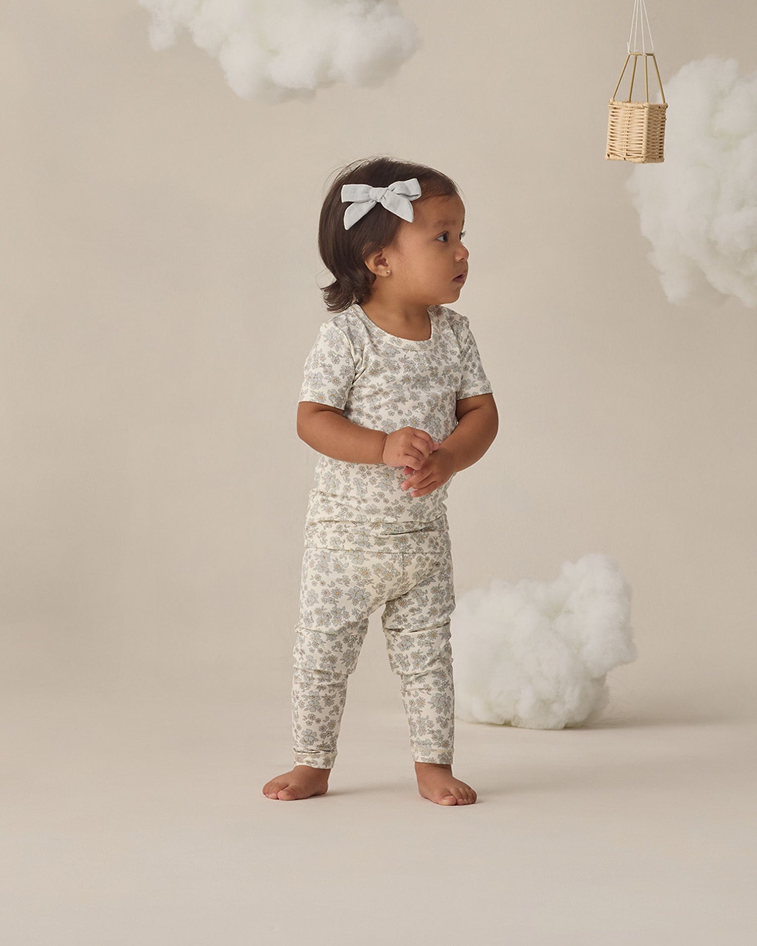 Bamboo Short Sleeve Pajama Set (Blue Floral)