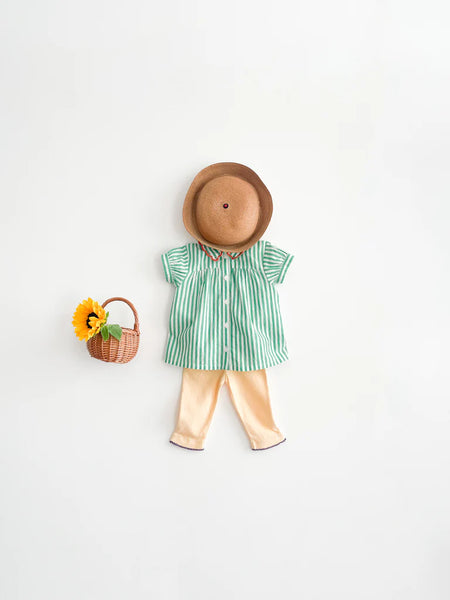 Kalinka Baby Blouse - Green Stripes