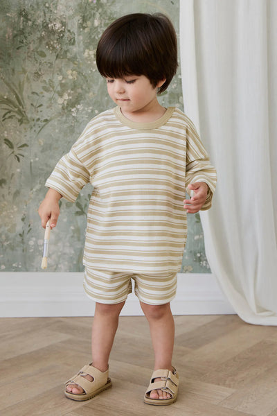 Pima Cotton Wesley Set - Double Stripe Hay/Cloud