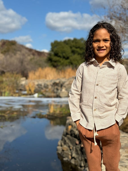 Atwood Woven Shirt | Beige Micro Stripe