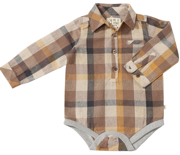 Jasper Woven Onesie | Brown Madras