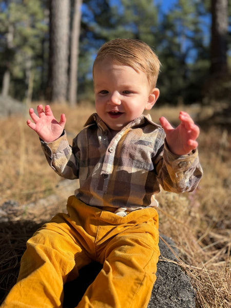 Jasper Woven Onesie | Brown Madras