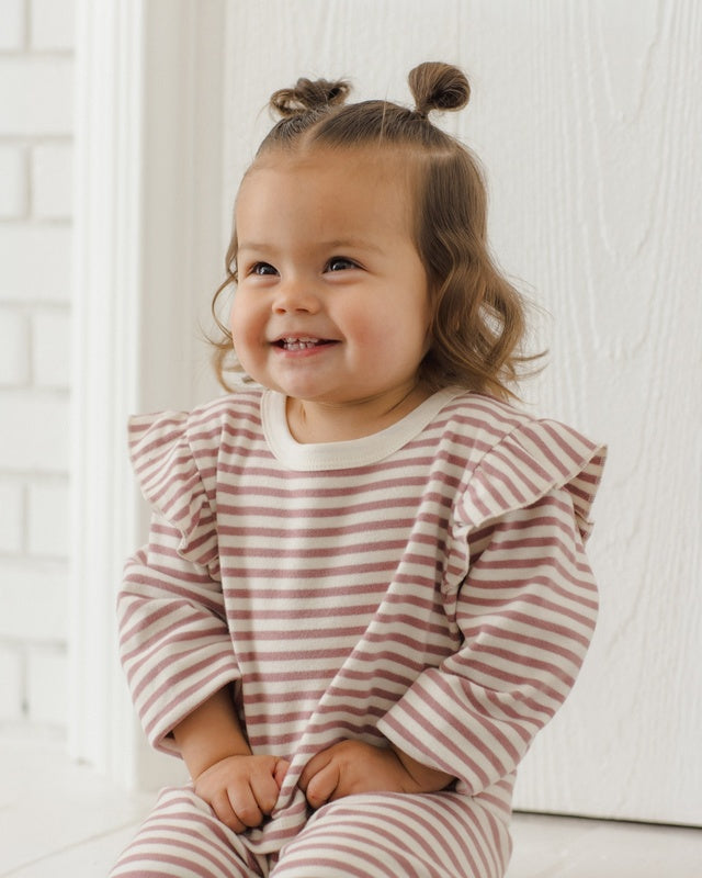 Ruffle Cozy Set - Mulberry Stripe